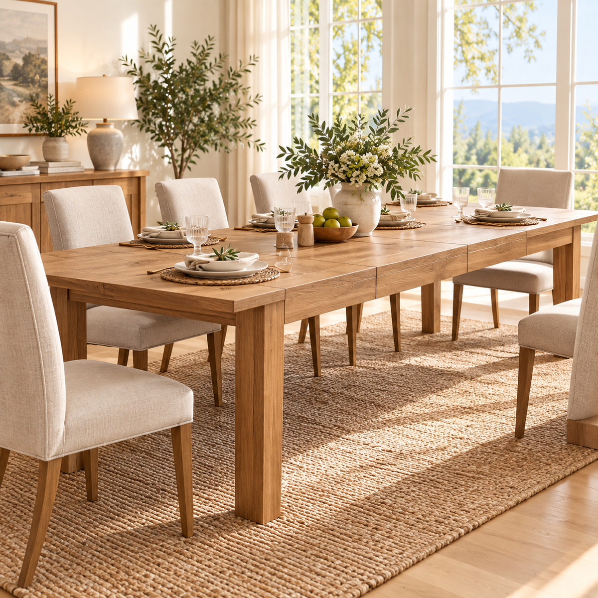 SUPCLEANING™ HarborGrain Extendable Dining Table