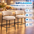 SUPCLEANING™ CounterVale Upholstered Bar Stools — Set of Two