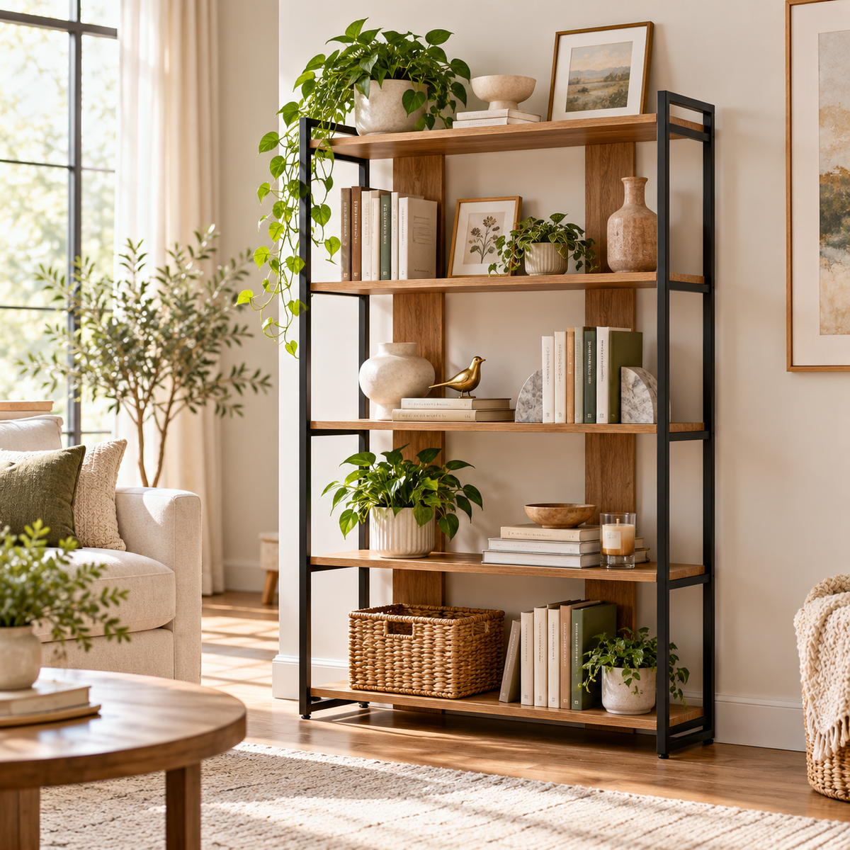 SUPCLEANING™ Gridwell Five-Level Bookcase