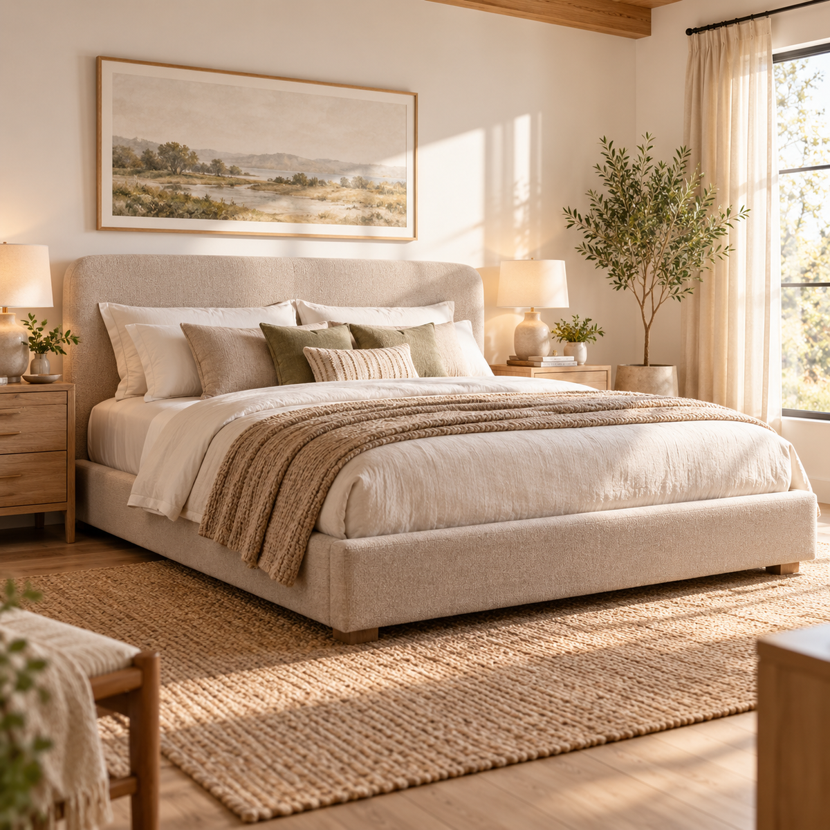SUPCLEANING™ WillowRest Upholstered Platform Bed