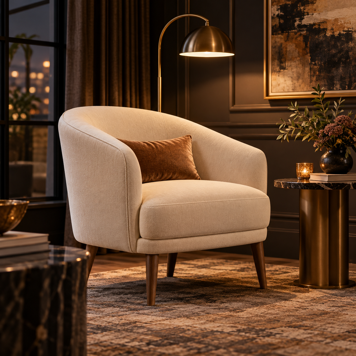 SUPCLEANING™ SolsticeArc Upholstered Accent Chair