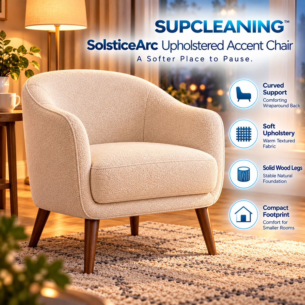 SUPCLEANING™ SolsticeArc Upholstered Accent Chair