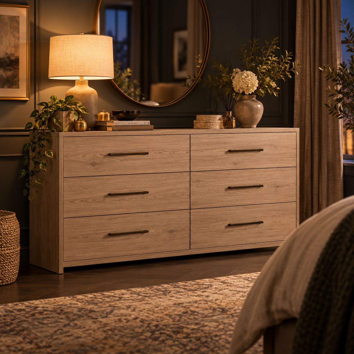 SUPCLEANING™ Driftwood Six-Drawer Dresser