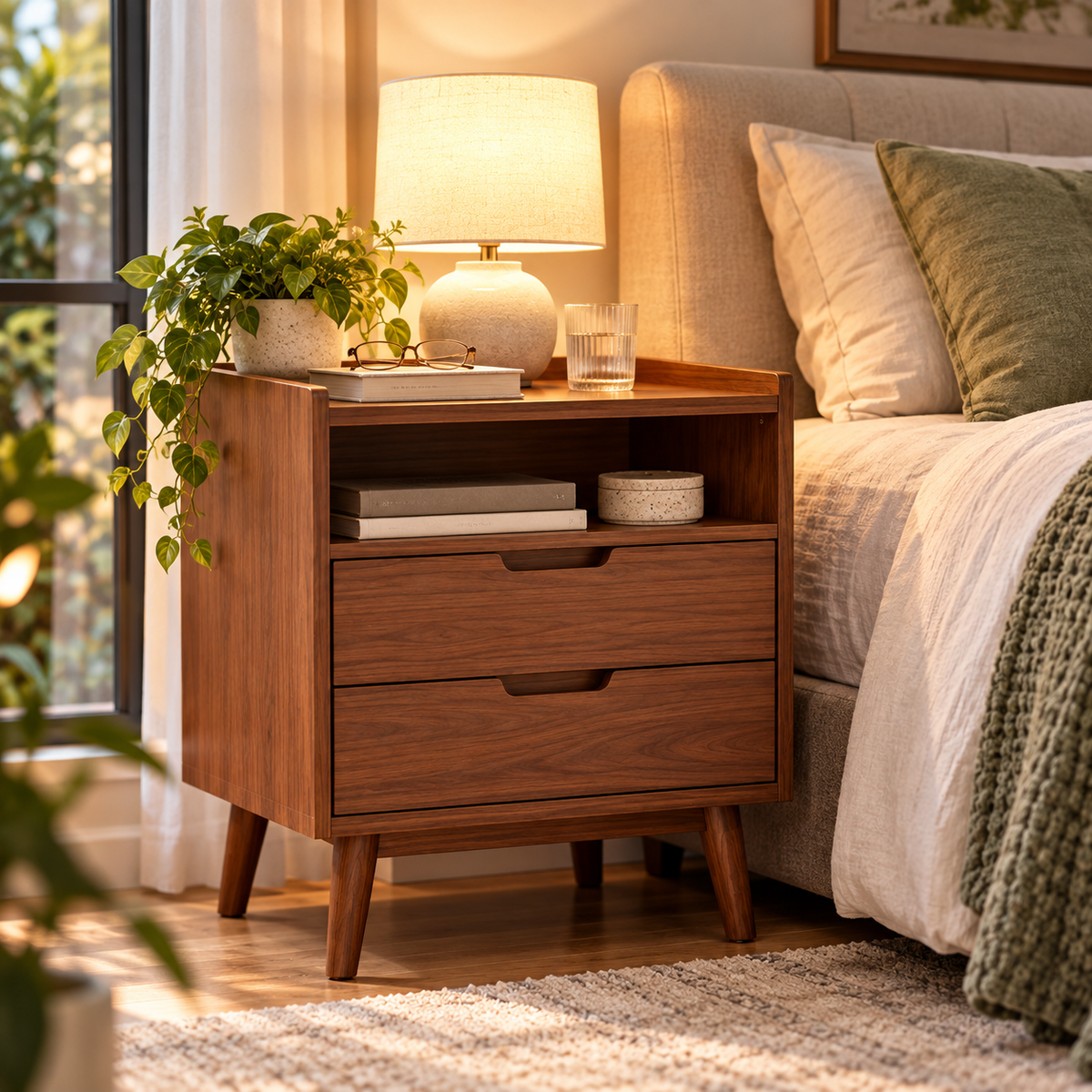 SUPCLEANING™ Moonridge Two-Drawer Nightstand