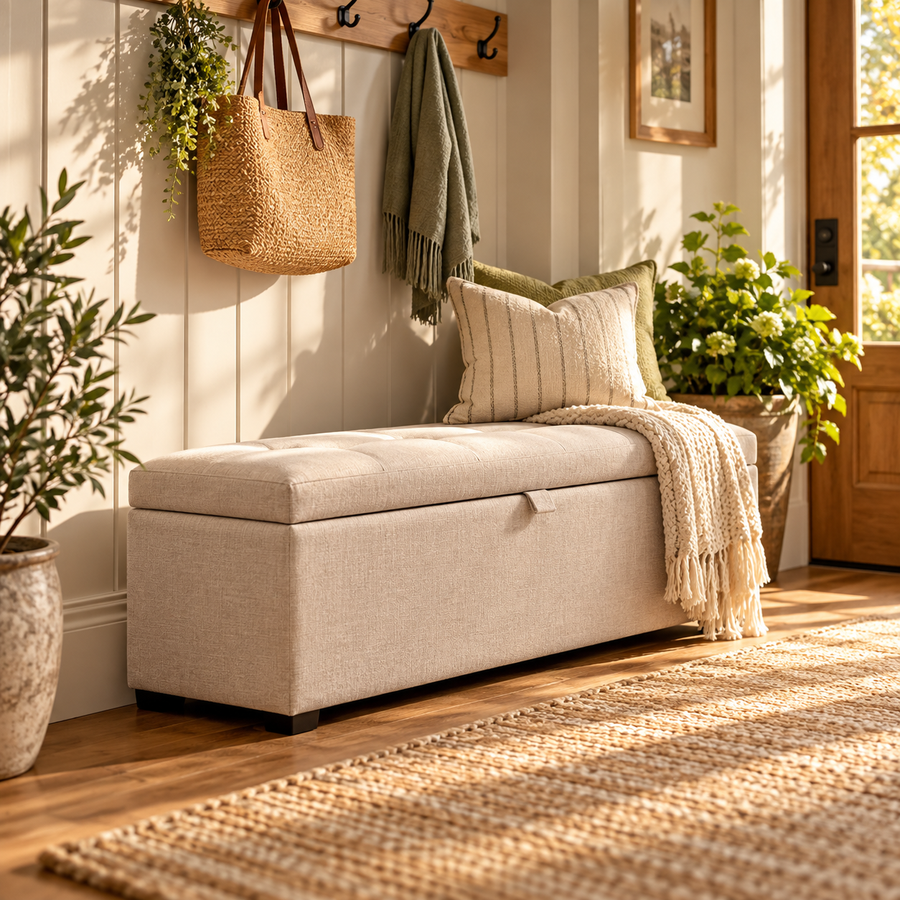 SUPCLEANING™ CalmNest Upholstered Storage Bench alternate view
